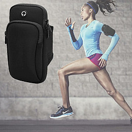 Cумка для бега - чехол на руку JEEF 18 х 9.5 см з 2 кишенями Чорний (RT050664)