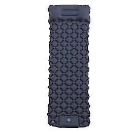 Надувной туристический матрас RIAS Sleeping Pad с подушкой м встроенным насосом 190х60см Black