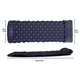 Надувной туристический матрас RIAS Sleeping Pad с подушкой м встроенным насосом 190х60см Black