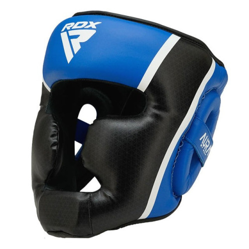 Боксерский шлем RDX AURA PLUS T-17 Blue/Black L капа в комплекте