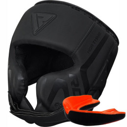Боксерский шлем RDX T15 Noir Cheek Protector Matte Black L капа в комплекте
