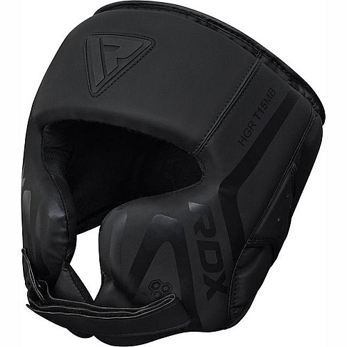 Боксерский шлем RDX T15 Noir Cheek Protector Matte Black L капа в комплекте