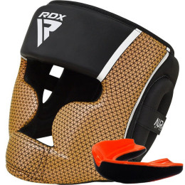 Боксерский шлем RDX AURA PLUS T-17 Black Golden M капа в комплекте