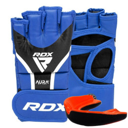 Перчатки для ММА RDX Aura Plus T-17 Синій Чорний XL капа