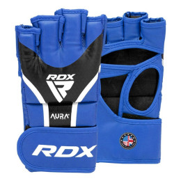 Перчатки для ММА RDX Aura Plus T-17 Синій Чорний XL капа