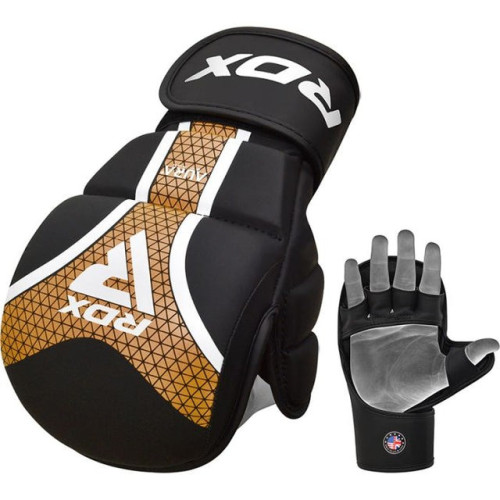 Перчатки для ММА RDX Shooter Aura Plus T-17 Чорний Золотий XL капа