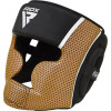 Боксерський шолом RDX AURA PLUS T-17 Black Golden XL капа в комплекті