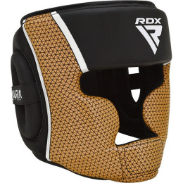 Боксерский шлем RDX AURA PLUS T-17 Black Golden XL капа в комплекте