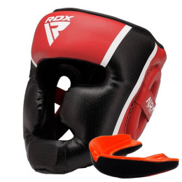 Боксерский шлем RDX AURA PLUS T-17 Red/Black M капа в комплекте