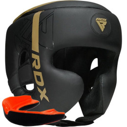 Боксерский шлем RDX F6 KARA Matte Golden L капа в комплекте