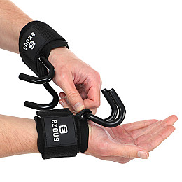 Крюки для подтягивания и тяги на запястья EZOUS B-12 LIFTING HOOK 2 шт Черный