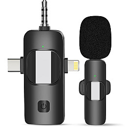 Бездротовий петличний мікрофон Savetek P29 3в1 Lightning+Type-C+miniJack Чорний (1213)