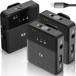 Двійна бездротова радіосистема з 2-ма петличними мікрофонами Savetek P36-2 Lightning для iPhone/iPad Чорний