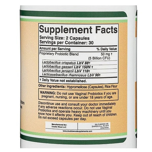 Пробиотик Double Wood Supplements Vaginal Probiotic 60 Caps