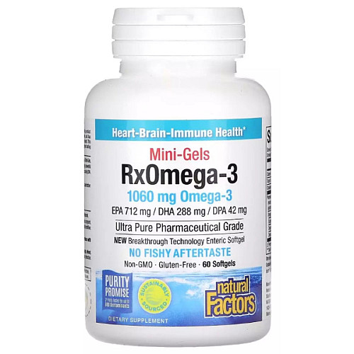Омега 3 Natural Factors RxOmega-3 Mini-Gels 1060 mg 60 Softgels