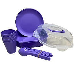 Набор для пикника 4 персоны 21 предмет Ucsan Plastik M-761 фиолетовый