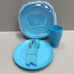 Набір для пікніка на 4 особи 21 предмет Ucsan Plastik M-761 блакитний