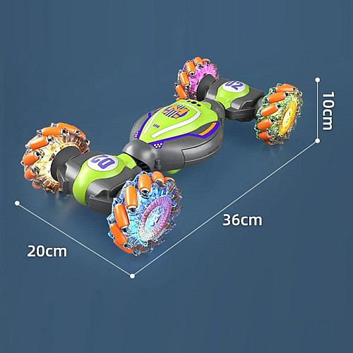 Машинка перевeртыш Stunt Car 1829-2 с управлением от руки Green-Grey
