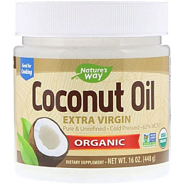 Кокосовое масло Nature's Way Organic Coconut Oil Extra Virgin 16 oz 448 g (NWY-15673)