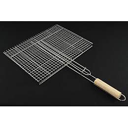 Решітка-гриль для мангала 42х33х2 см з дерев'яною ручкою A-PLUS 0761