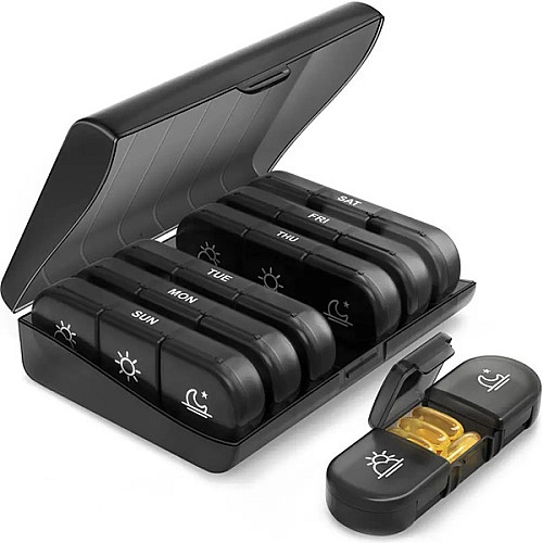 Таблетница органайзер для спорта Powerful Progress Pill Box 25x15x2 см Black (000022577)