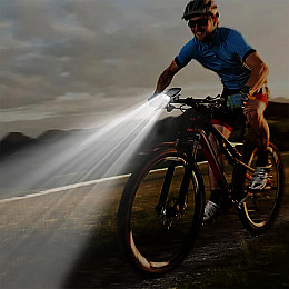 Фонарь велосипедний X-BALOG BL-7588 Black фара зі звуковим сигналом