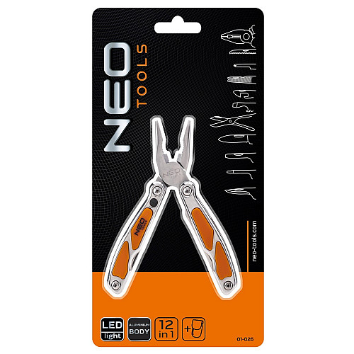Мультитул NEO tools 01-026 с LED 12 насадок 150 мм