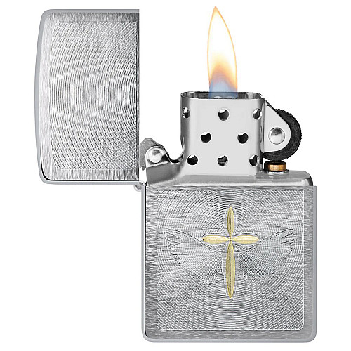 Запальничка бензинова Zippo Дизайн Духовного Хреста Срібляста (46479)