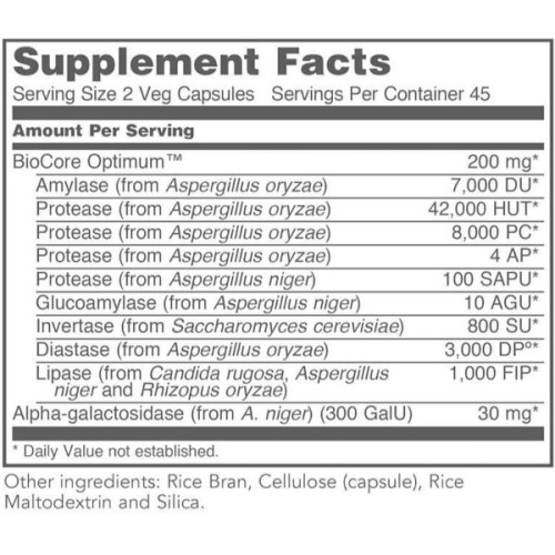 Пищеварительные ферменты Protocol for Life Balance Biocore Enhanced Enzymes 90 Veg Caps (000023154)