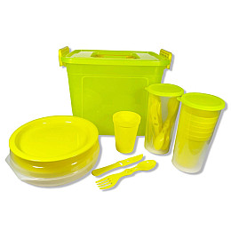 Набір посуду Plastic's Craft Пікнік ЛЮКС на 6 персон Жовтий 4820182291739