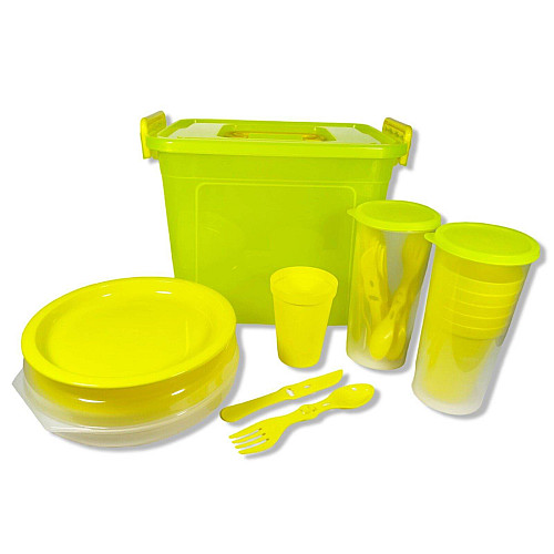 Набір посуду Plastic's Craft Пікнік ЛЮКС на 6 персон Жовтий 4820182291739