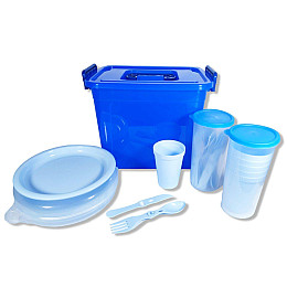 Набір посуду Plastic's Craft Пікнік ЛЮКС на 6 персон Синій 2000182397149