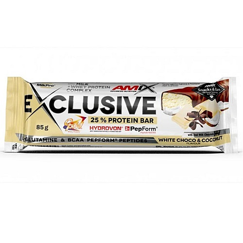 Протеїновий батончик Amix Nutrition Exclusive Protein Bar 85 г Білий шоколад Кокос (000023235)