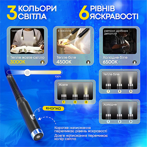 Фонарик для читання SBTR з USB та акумулятором Чорний (F4-800)