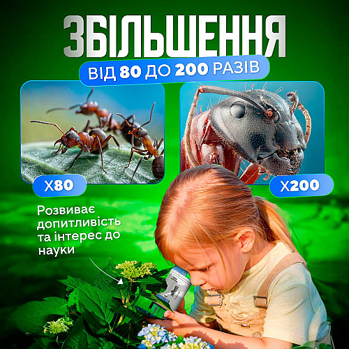 Мікроскоп дитячий цифровий SBTR 60x - 200x Біло-синій (micros-KD)