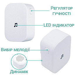 Приймач зі дзвінком для розумного відеодомофону/відеовічка USmart WC-01Tuya Білий