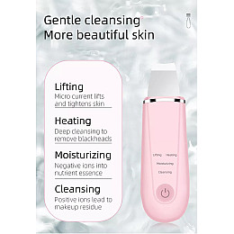 Скрабер ультразвуковий для чистки обличчя No Brand BEAUTY EFFECT WAU-98i ORIGINAL Рожевий