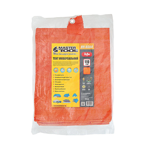 Тент MASTERTOOL 3х4 м 110 г/м² оранжевый 89-0304