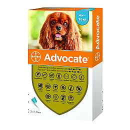 Капли противопаразитарные для средних собак 4-10 кг Bayer Advocate 3х1,0 мл
