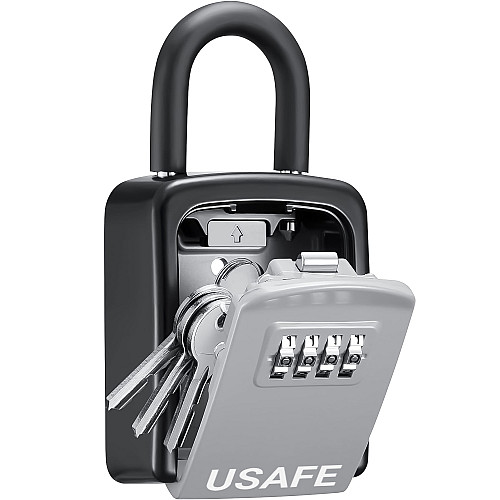 Подвесной металлический мини сейф для ключей с крючком и паролем uSafe KS-05s Серый