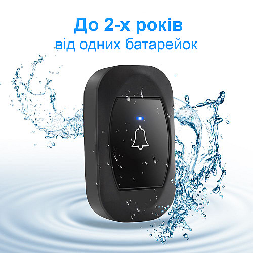 Бездротовий дверний дзвінок з термометром Digital Lion WDB-07T до 150 м Чорний (1004)