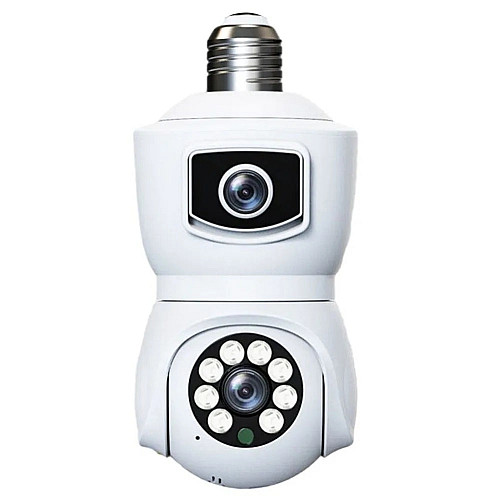 IP камера видеонаблюдения в патрон RIAS V380-E27 (v380 APP) Wi-Fi 2 объектива 2MP+2MP White