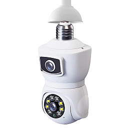 IP камера відеонагляду в патрон RIAS V380-E27 (v380 APP) Wi-Fi 2 об'єктива 2MP+2MP Білий