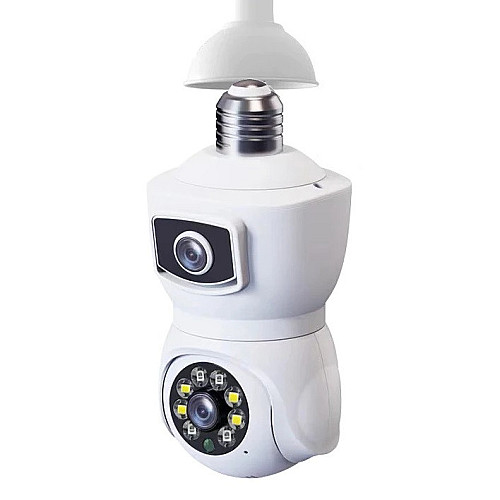 IP камера видеонаблюдения в патрон RIAS V380-E27 (v380 APP) Wi-Fi 2 объектива 2MP+2MP White