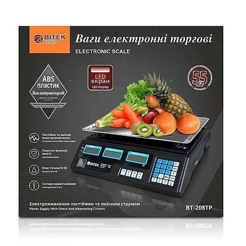 Весы торговые Bitek BT-208TP до 55 кг Black