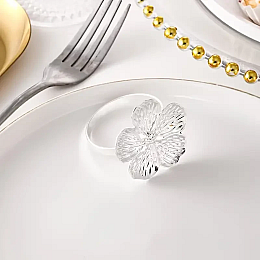 Кольцо для салфеток Цветок Мир Текстиля 35 мм 6 шт Серебристый