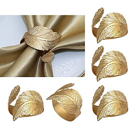 Набор колец для салфеток Мир Текстиля Листья Gold Золотистый 6 шт
