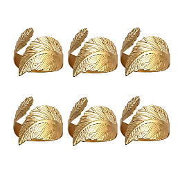 Кольца для салфеток Мир Текстиля Листья Gold 45 мм 6 шт Золотистый