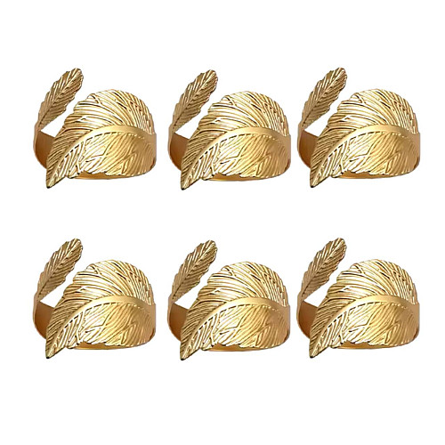 Кольца для салфеток Мир Текстиля Листья Gold 45 мм 6 шт Золотистый