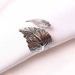 Набор колец для салфеток Листья Мир Текстиля 6 шт Серебристый